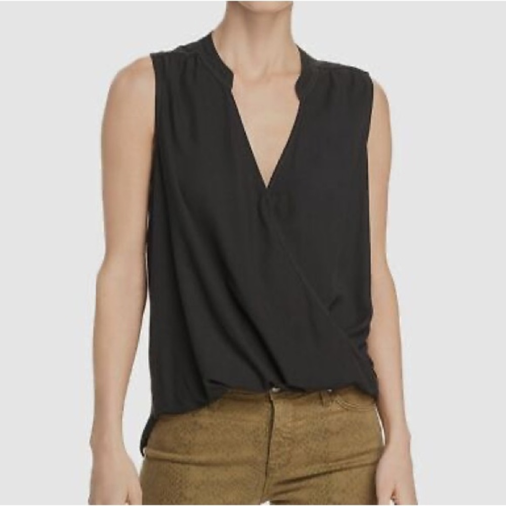 Splendid - black surplice flowy v-neck crossover blouse - S